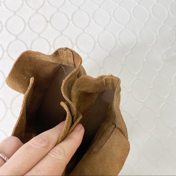 Zara Woman Suede Leather Lace Up Pointy Toe Heeled Booties Tan Cognac Size 39/9 - Picture 16 of 16